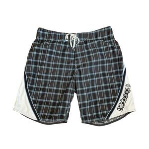 Billabong Platinum X Board Shorts Black Blue White Plaid‎ Pattern Quickdry 38